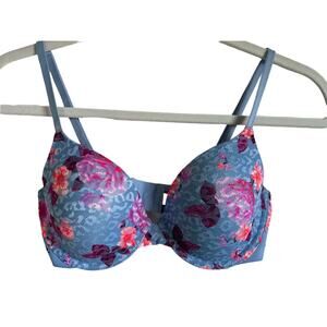 VICTORIA’S SECRET Pink Wear Everywhere Bra SZ 32D T-Shirt Lightly Lined Lace EUC